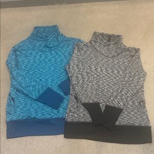Set of 2 “RBX” cowl neck sweatshirts, blue & black, size L